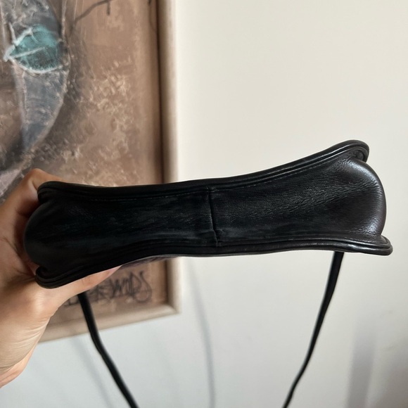 Vintage One World BRIGHTON ChocBrown Croc-Embossed & Black Leather Crossbody Bag - Picture 7 of 15